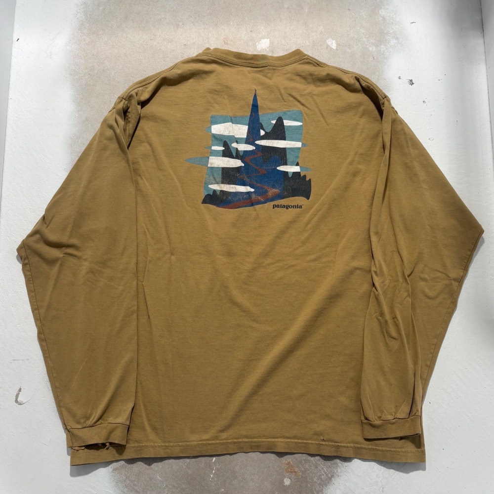 Vintage Patagonia Beneficial Ts Long Sleeve Shirt XL Mountain Graphic Distressed
